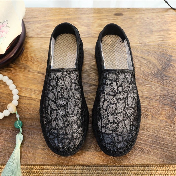 Summer Lace Mesh Shoes Breathable Solid Color Plain Color Plain Simple Hanfu Women'S Lightweight Platform Cake Bottom Women'S Zen Shoes Mori Women - Image 4